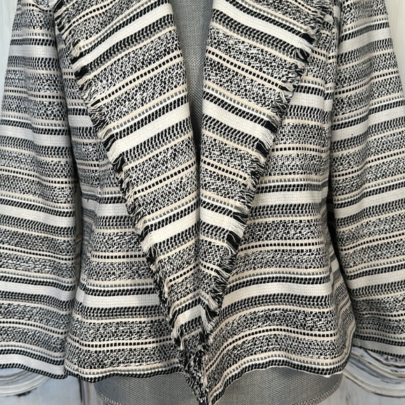 Jasper Cotton Wool Blend Stripe Tweed Raw Edged Lapels Corporate Jacket Size S - Picture 4 of 13